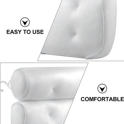 Bath Pillow for Tub with Head and Back Support, Quick Drying Bathtub Accessories