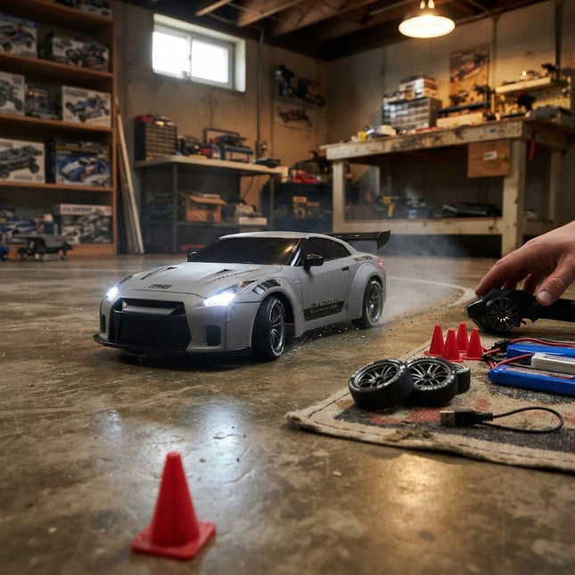 Remote Control Car 4WD with LED Lights, RC Drift Car with Swappable Retro Body and Drift Tires