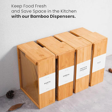 Airtight Food Storage Container with Bamboo Frame, Cereal Dispenser and Rice Storage Container