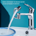 Tuzwa 1080° Rotating Faucet Extender – Stainless Steel & Copper Swivel Sink Adapter with 22mm/24mm Connector, Silver