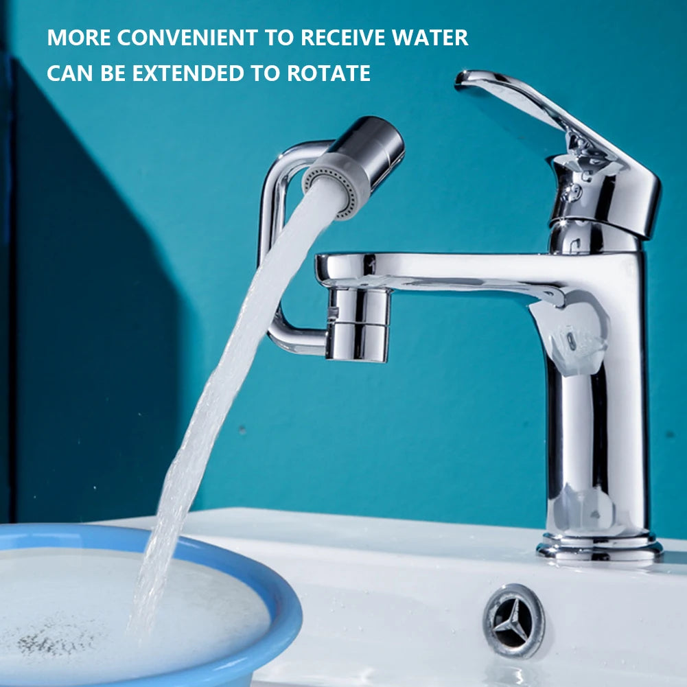 Tuzwa 1080° Rotating Faucet Extender – Stainless Steel & Copper Swivel Sink Adapter with 22mm/24mm Connector, Silver
