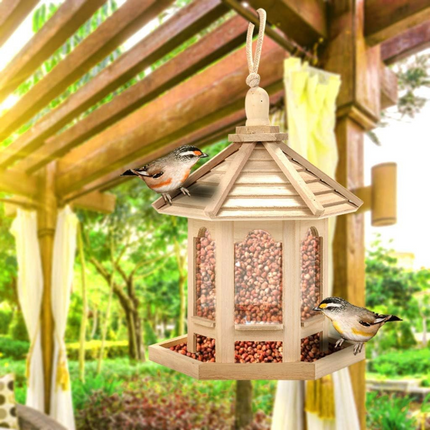 Bird Feeders for Outside, Crow Feeder with Roof and Clear Seed Panel