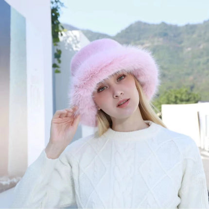 Bucket Hat for Women, Faux Fur Bucket Hats for Women