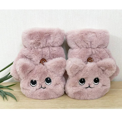 Fingerless Gloves with Flip Mitten Cover, Cute Winter Mittens for Girls and Teens