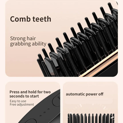 Hair Straightener Comb, 2 in 1 Portable Straightening Brush for Travel