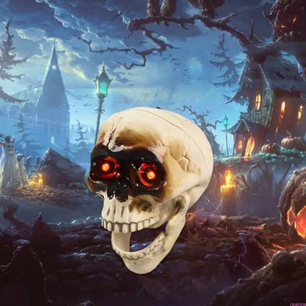 Halloween Skeleton Head with Flashing Eyes, Animated Halloween Skeleton Decoration