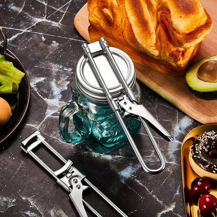 Adjustable Jar Opener Tool, Stainless Steel Jar Lid Opener, Bottle Cap Opener with Lever Handle for Kitchen