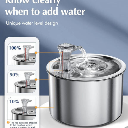Cat Drinking Fountain with Motion Sensor, 2L Cat Fountain Stainless Steel with 4 Layer Filter – image 4
