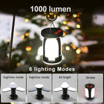 Tuzwa Solar Camping Lantern – 500LM USB Rechargeable Folding LED Light, 6 Modes, 2400mAh Battery for Outdoor Use