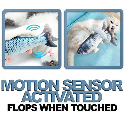 USB Rechargeable Flopping Fish Toy for Cats and Dogs, Motion Sensor Interactive Kicker Pet Toy for Indoor and Outdoor Play