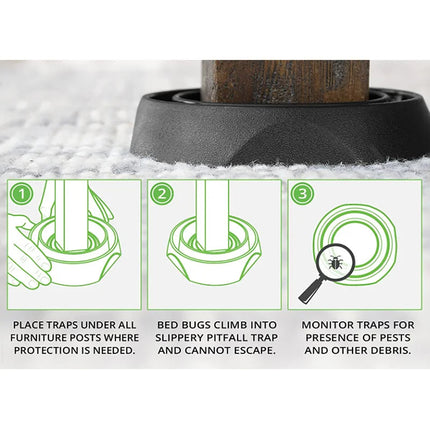 Bed Bug Traps for Furniture Legs, Non Chemical Insect Trap for Bed Bug Prevention