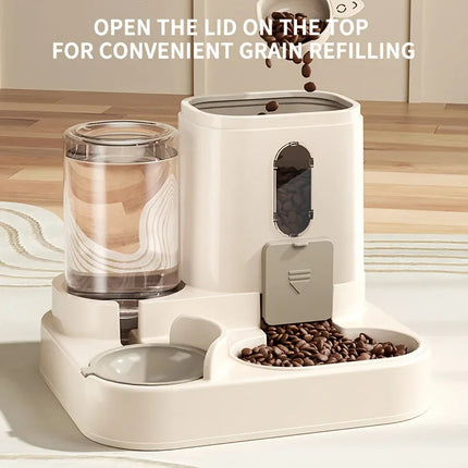 Automatic Cat Feeder Gravity 2 in 1, Cat Food and Water Dispenser