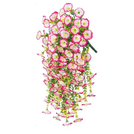 UV Resistant Artificial Morning Glory Flower Hanging Decor, 75cm Faux Flower Vine Garland for Patio, Balcony, Fence and Wedding Arch