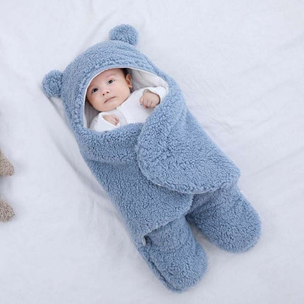 Baby Swaddle Sleeping Bag with Bear Hoodie, Newborn Swaddle Wrap, Adjustable Fit – image 4