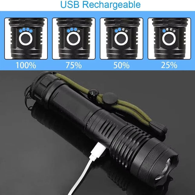 High Lumen Rechargeable Flashlight, Zoomable LED Flashlight Torch