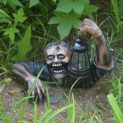 Zombie Figurine with LED Lantern, Fall Halloween Decor for Tabletop and Porch – image 4
