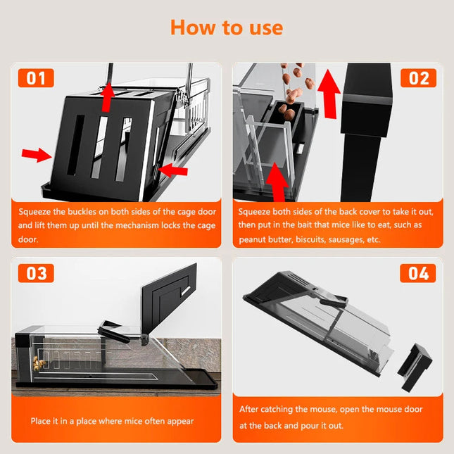 Mouse Trap Cage Reusable, Anti Escape Design