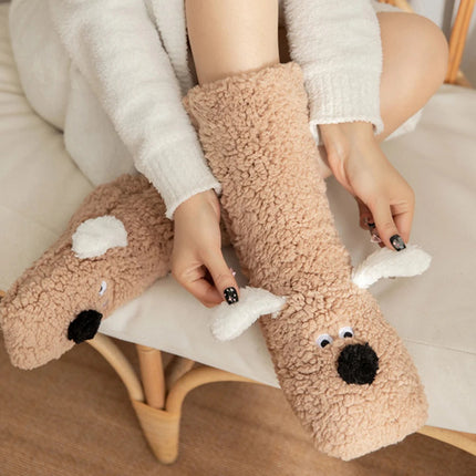Fuzzy Socks with Cute Dog Design for Winter – image 1