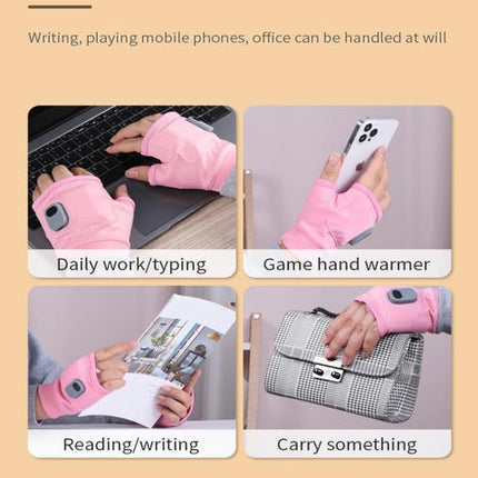 USB Rechargeable Heated Fingerless Gloves, 3 Temperature Settings Electric Hand Warmer Gloves with 1800mAh Battery for Winter Outdoors