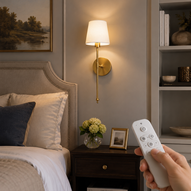 Wall Lights Battery Operated, Rechargeable Wall Sconces with Remote Control, Dimmable LED Wall Lights for Hallway