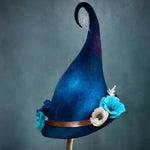 Tuzwa Handmade Wool Witch Hat – 19-Micron Felted Witch Hat with Chiffon Accents, Lightweight Stretch Fit & Nuno Felt Design