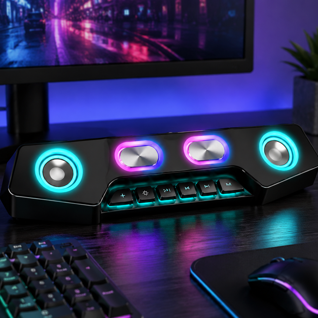 Computer Speakers for PC, Bluetooth 5.1 Gaming Speakers with RGB LED Lights, USB Desktop Speakers with AUX and TF Input