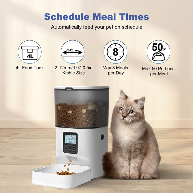 Microchip Pet Feeder for Cats and Dogs | RFID Automatic Cat Feeder with Timed Feeding | 4L Anti-Theft Design