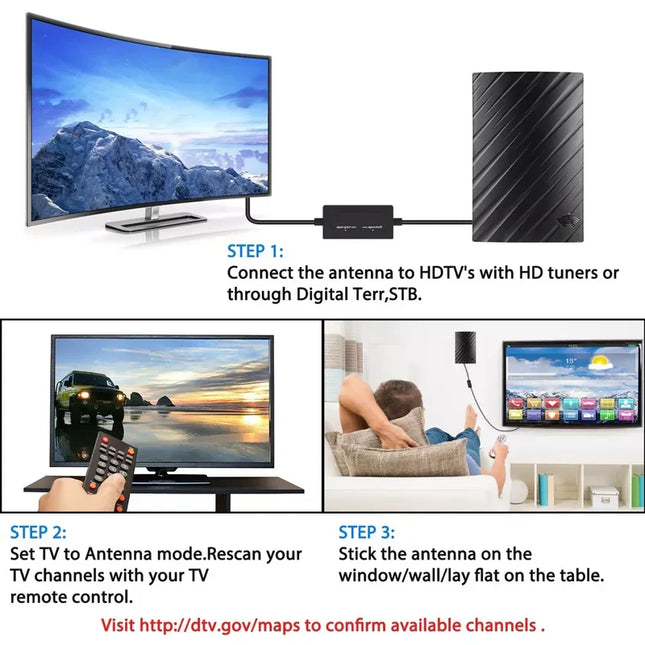 Compact High Gain Antenna, Digital TV Antenna for Smart TV