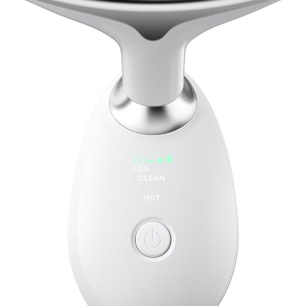 Face Massager, Electric Facial Massager with Heat and Vibration, LED Light Therapy Face Lifting Device for Neck
