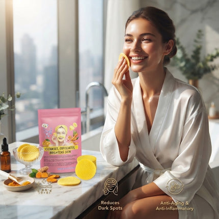 Toner Pads for Face, Turmeric and Kojic Acid Dark Spot Corrector Pads, Exfoliating Face Pads for All Skin Types