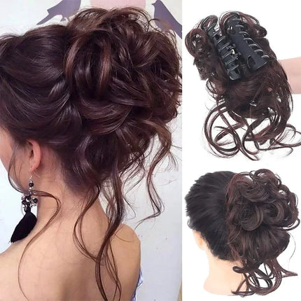 Curly Hair Bun Extension | Clip In Messy Bun Hairpiece for Instant Volume | Synthetic Curly Bun for Women