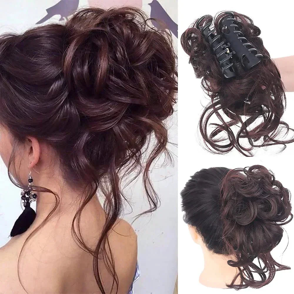 Tuzwa Curly Hair Bun Extension – Clip-In Synthetic Messy Bun Hairpiece, Natural-Look Volume, Multiple Colors