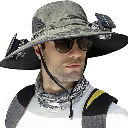 Wide Brim Sun Hat with Dual Solar Cooling Fans, Fishing and Golf – image 6