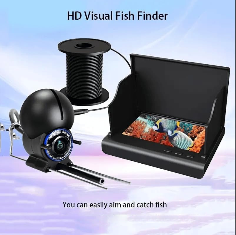 Tuzwa Underwater Fishing Camera – 4.3" LCD Fish Viewing System, 98FT Cable, Night Vision, 5000mAh Battery, Depth & Temperature Display