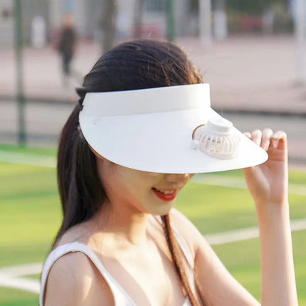 Solar Fan Hat, UV Blocking Open Crown Visor for Gardening