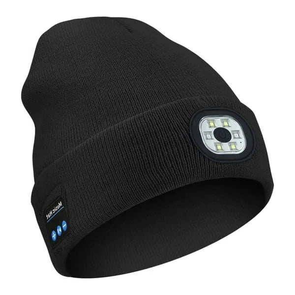 Bluetooth Beanie with Light, Headphone Beanie with LED Light, Lighted Beanie Hat, Gifts for Men and Women