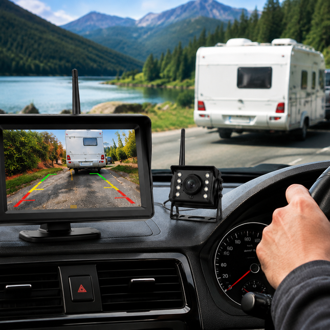 Wireless Backup Camera for Car and Truck, 4.3 Inch Backup Camera with Monitor, IP68 Reverse Camera Kit for Caravan