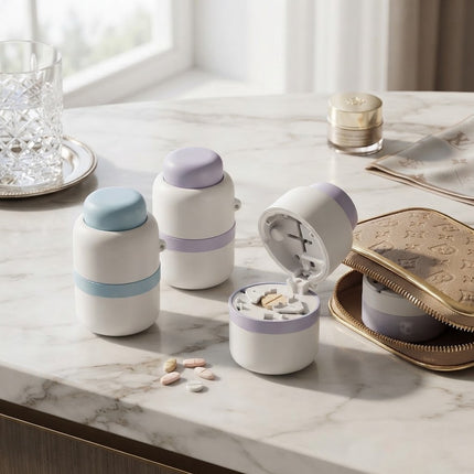 Pill Cutter and Splitter for Small Pills, Pill Splitter with Storage Case, Weekly Medicine Organizer and Travel Case