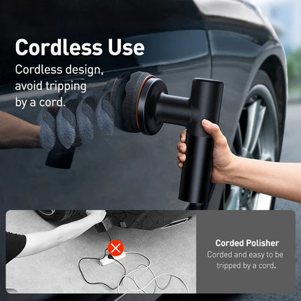 Cordless Car Polisher, Car Buffer with Foam and Wool Polishing Pads