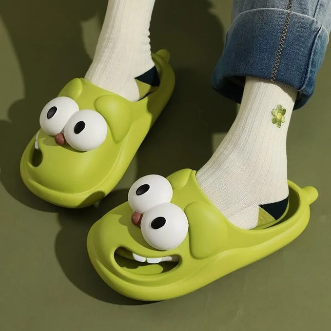Slippers for Women, Funny Slippers with Cute Puppy Design, Non Slip Open Toe House Slippers, Indoor Outdoor Womens Slides