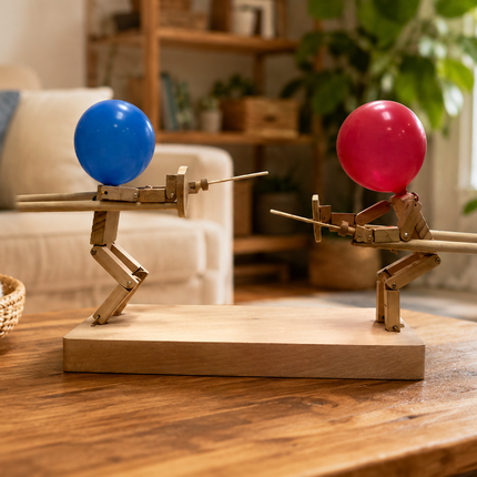 2 Player Games, Party Games, Handmade Wooden Fencing Puppets Tabletop Game with Swords for Family Nights