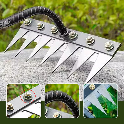 Carbon Steel Garden Hand Rake Head with 5, 6, 7 or 8 Teeth, Detachable Lawn Dethatching and Weeding Tool for Wooden Poles
