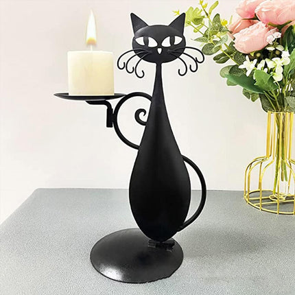 Cat Candle Holder Black Iron, Black Candle Holder – image 5