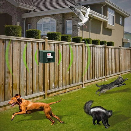 Solar Ultrasonic Bird Repeller for Woodpeckers, 15 to 20kHz, Flashing Lights, 170 Degree Outdoor Deterrent