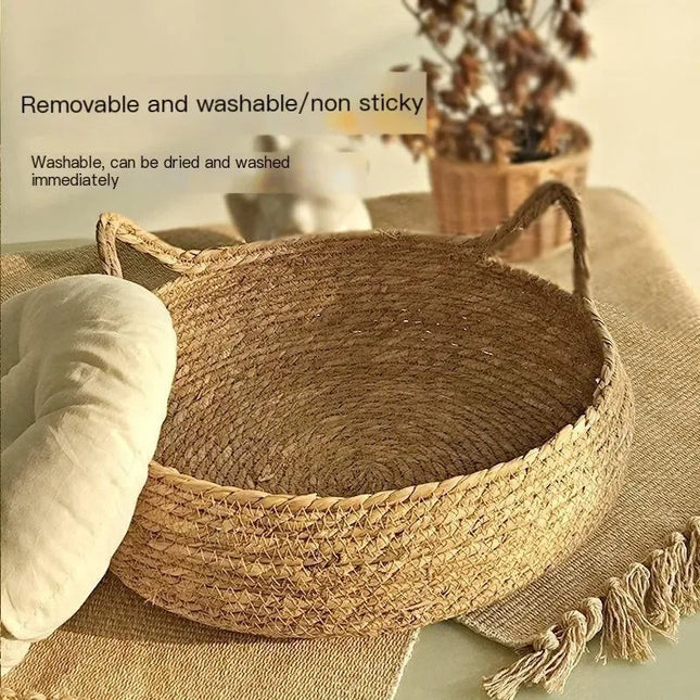 Cat Beds, Handwoven Cat Bed with Removable Seasonal Pad