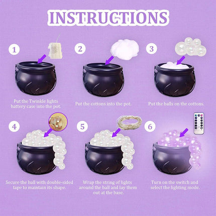 Halloween Witch Cauldron with LED Lights, Indoor Halloween Decor