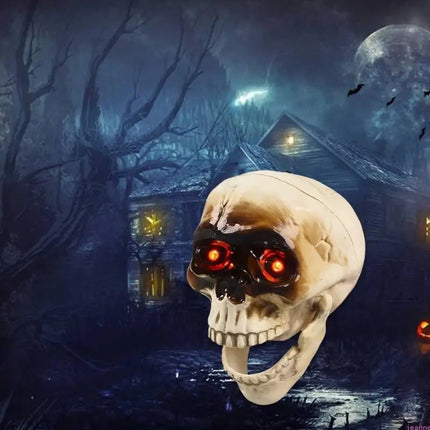 Halloween Skeleton Head with Flashing Eyes, Halloween Decorations Outdoor