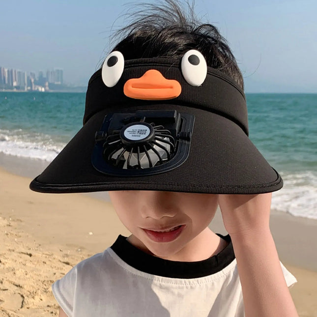 Sun Visor Hat with Cooling Fan for Kids, Rechargeable Fan Hats
