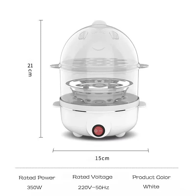 Tuzwa Electric Egg Cooker – Double Layer 350W Egg Steamer with 2-Tier Design for Eggs & Vegetables, 220V