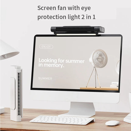 USB Bladeless Desk Fan, Monitor Mounted Personal Cooling Fan with Stepless Speed Control and 60 Degree Airflow for Home Office and Desktop